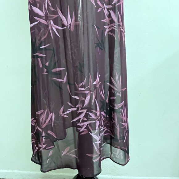 Calvin Klein sheer slip maxi dress spaghetti straps purple sheer floral M tie - Picture 5 of 7